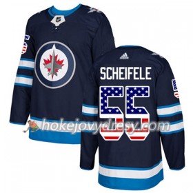 Pánské Hokejový Dres Winnipeg Jets Mark Scheifele 55 2017-2018 USA Flag Fashion Modrá Adidas Authentic